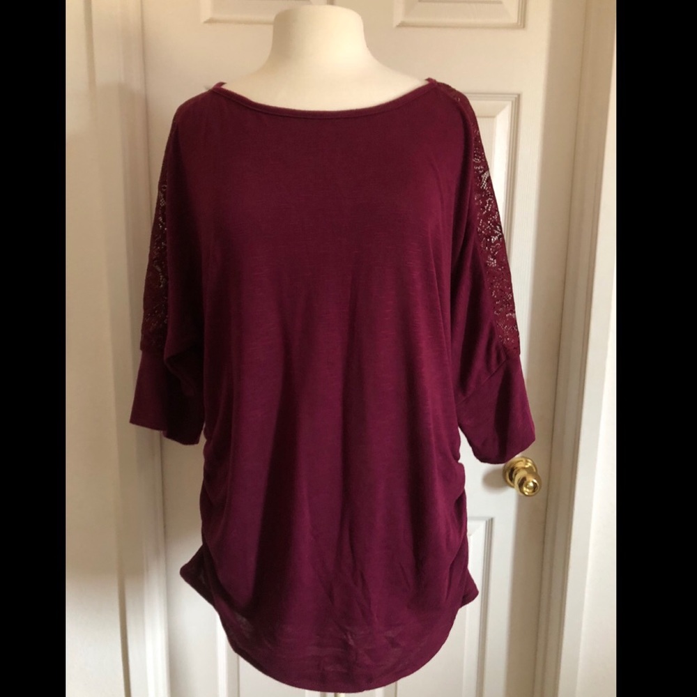 Burgundy Half Sleeved Blouse